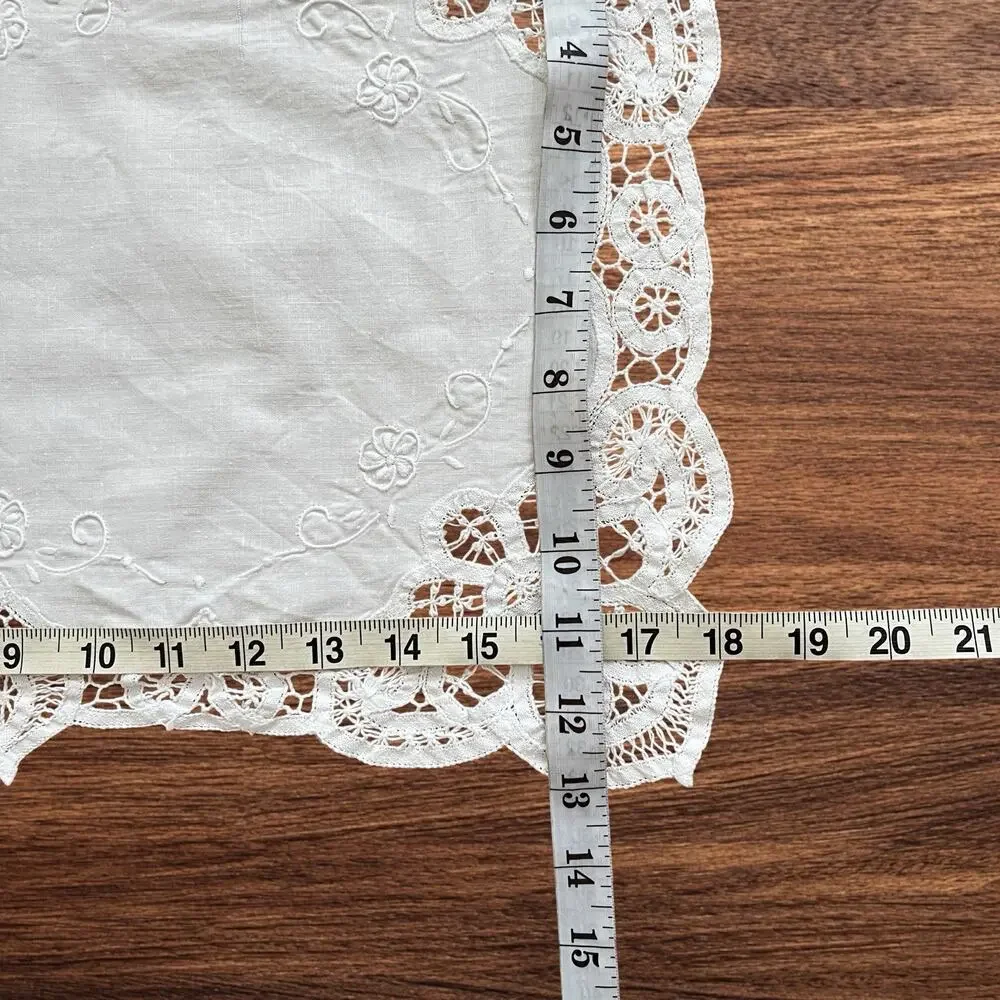 Battenburg Lace Placemats Set 4 White Rectangular Embroidered 18x13 Cottagecore